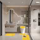4 Piece Non Slip, Toilet Lid Cover and Contour Mat, Bath Mats Shower Mats Bath Rug Mat for Tub Toilet Bathroom (Yellow)