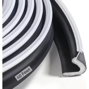 40 Feet Door Weather Stripping, Kerf Weather Stripping for Doors with Groove, Kerf Door Seal for Large Gap and Easy Installation(Black)