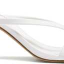 DREAM PAIRS Women’s Bow Heels – Kitten Heel Mule Sandals, Square Toe Strappy Slip On Dress Heels, Elegant Bridal Wedding Party Formal Shoes for Special Occasions, Size 6.5, White