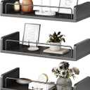Floating Shelves for Wall, Floating Shelves for Bedroom Kitchen Decor, Wall Mounted Rustic Farmhouse Wood Shelf for Books, Plants, Set of 3 (Black) 15.74 inches L x 6.7 inches W x 6.4 inches H
