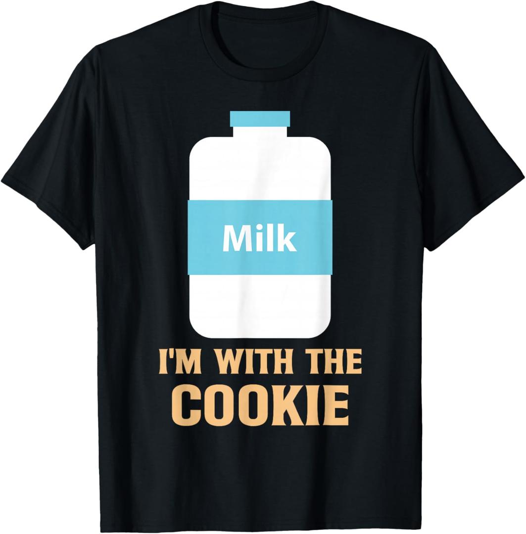 I'm with The Cookie and Milk Matching Best Friend Couples T-Shirt, Size M
