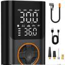 AIRSURE Tire Inflator Portable Air Compressor, Bike Pump with Gauge and USB Charging Output, 150PSI Fast Inflation Portable Tire Inflator for Car Bicycles Motorcycles Scooter Balls