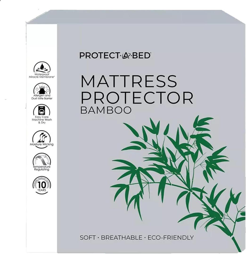 Protect-A-Bed, Rayon Made from Bamboo Waterproof Mattress Protector, Breathable, Noiseless, and Washable, Full
