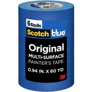 ScotchBlue Original Multi-Surface Painters Tape, 1 Inch Wide (0.94 in. x 60 Yds), 6 Rolls, Blue Paint Tape Protects Surfaces and Removes Easily, Masking Tapes for Indoor and Outdoor Use (2090-24EP6)