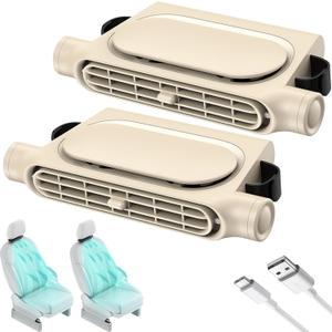 2 Pack Car Seat Fan for Backseat for Kids, Mini Portable Battery Operated Back Seat Baby Quiet Headrest Neck Cooling Fan with 3 Adjustable Wind Speeds All Cars Vehicle RV Truck