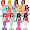 Mermaid Bath Toys for Toddlers Kids Girls - Princess Wind Up Tail Flap Floating Water Bathtub Toys, Swimming Pool Bathing Time Fun (12 Pack)