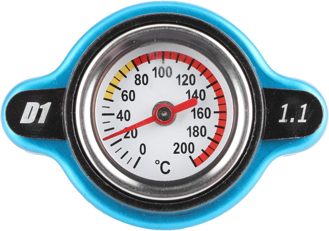 Thermostatic Radiator Cap, Universal Thermostatic Radiator Cap Water Tank Cover Leakproof W/Temperature Gauge(Big head 1.1bar) (Natural)