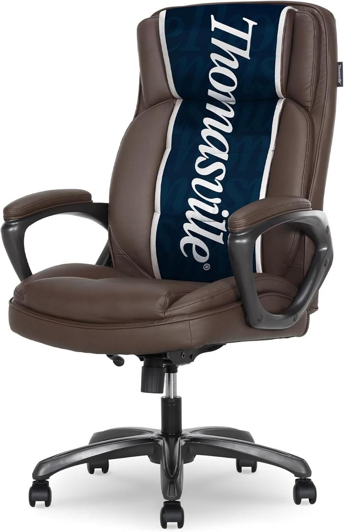 Thomasville Lansing Big & Tall Office Chair, High-Back DeskChair, Adjustable Ergonomic Support, Semi-Plush ComfortCraft Seat Cushion Technology, Padded Headrest and Armrests, Vegan Leather, Dark Brown