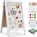 Double-Sided A-Frame Chalkboard Sign 40x20, Magnetic Sidewalk Sign with Solid Pine Wood Frame, Large Chalkboard Easel Menu Board for Restaurants, Cafes, Weddings & Outdoor Display with Accessories