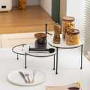 Kanwone 3 Tiered Serving Stand with White Porcelain Plates, 10" Round Tray, Dessert Table Display Set, Black Metal Stand, Versatile & Durable