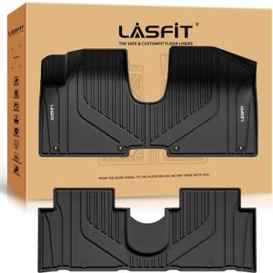 LASFIT Floor Mats for Hyundai Ioniq 5 2024 2023 2022 Only Movable Console (Limited Models), Custom Fit TPE All Weather Floor Liners 1st & 2nd Row Car Mats for Ioniq 5 Slide Console Version, Black