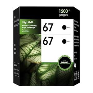 67 67XL Black Ink Cartridges Replacement for HP 67 XL Black Ink Cartridges Work for Deskjet 2855e 2755e 2700 2800e Envy 6055e 6000 6400 6455e Deskjet 4255e 4155e 2700e 2852e 2800 2827e Printer 2-Pack
