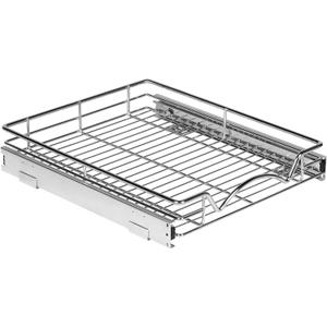 HOLDN STORAGE Pull Out Cabinet Organizer - Heavy Duty Steel with Smooth Slide-Out Drawers, Chrome Finish - 14" W x 17" D Basket, Fits 15.25" Cabinet Opening
