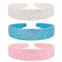 Girls Headbands Glitter Sequins Headbands for Girls Non-slip Sparkly Head band (Pink,Blue,White)