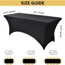 6-Pack 6ft Black Spandex Table Covers for Rectangle Standard Folding Tables - Wrinkle Resistant Stretch Tablecloths - Ultimate Fitted Table Protector for Parties, Trade Shows, Wedding