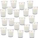 Clear Glass Filled Unscented White Votive Candles Small 2 Inch Diameter 15 Hour Soy Wax Candles for Aromatherapy Spa Weddings Holidays Party Mother's Day, 20 Packs