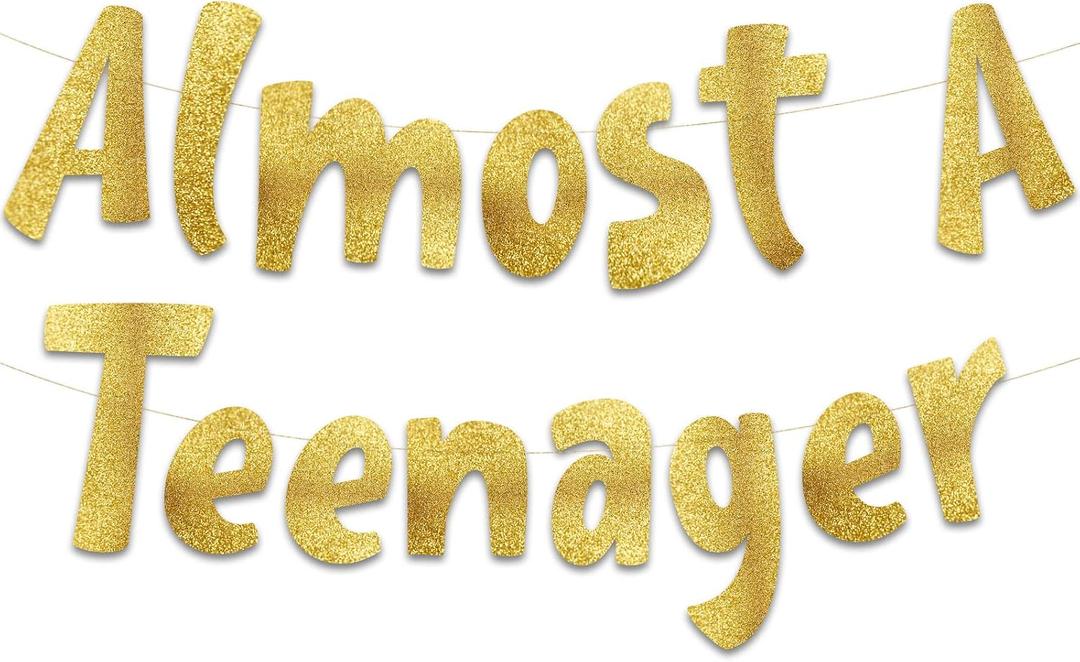 Pre-Strung 12th Birthday Gold Glitter Banner - 12th Birthday and Anniversary Decorations for Boys and Girls - Party Supplies and Gifts