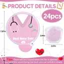 24 Pcs Nurses Gift Folding Fan Nurse Appreciation Gifts 7.87" Round Portable Handheld Fan with Handles Motivational Thank You Gifts for Nurses Week Party Graduation (Pink)