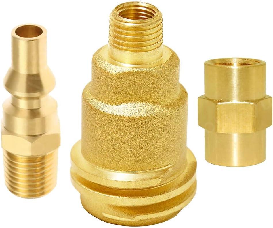Joywayus Solid Brass QCC1 Nut Propane Gas Fitting with 1/4" NPT Male Pipe Thread, 1/4" NPT Female Coupler, 1/4" NPT Male Quick-Connect Plug Kit