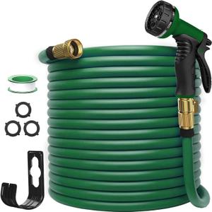 Garden Hose, Garden Hose 100ft With Nozzle & Holder, New Patented Flexible Hose, Water Hose Lightweight No-Kink Leak-Proof (Green)