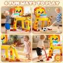4-in-1 Toddler Basketball Hoop & Soccer Goal, Toys for 1 Year Old Boys Grils, Toddler Sports Toys with Light Sound Music, Baby Activity Center for Gross Motor Skills 12-18 Months, First Birthday Gift
