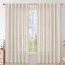 BGment Linen Curtains 63 Inch Length 2 Panels for Living Room - Semi Sheer Drapes Light Filtering Window Treatments with Rod Pocket Back Tab Lightweight for Bedroom, 52 X 63 Inch