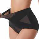 Tummy Control Shapewear for Women Body Shaper Panties Seamless Shapewear Compression Underwear Panty Girdle (Large, Mid Waisted-black-2)