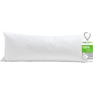 TOPGREEN Feathers Down Pillow Insert 14x36, 100% Organic Cotton Shell, Large Lumbar Pillow Insert, Decorative Throw Pillow for Living Room Sofa, Couch, or Bed (White) (14X36 Inch (Single))