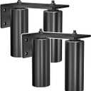 JUGREAT 2 Pack Heavy Duty Slide Gate Guide Roller 6"Black L Rear Post Bracket Adjustable Dual Nylon Gate Roller Guide Support Assembly for Sliding Rolling Gates