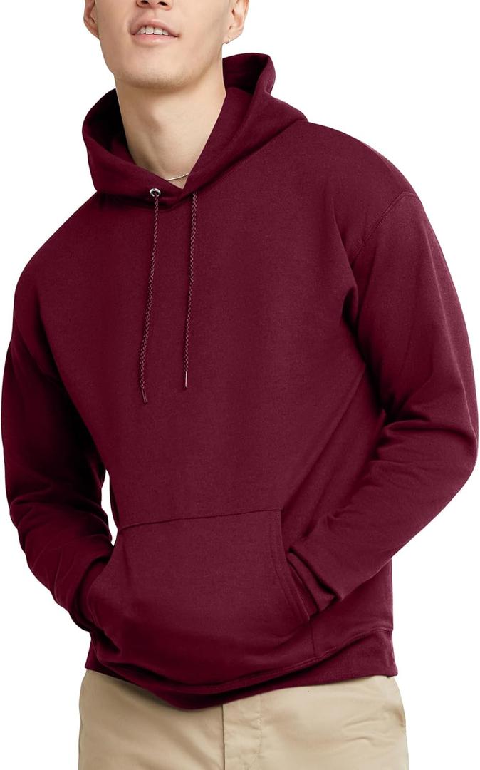 Hanes EcoSmart Hoodie, Midweight Fleece, Pullover Hooded Sweatshirt for Men (Medium, Maroon)