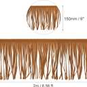 uxcell 2 Yards 6 Inch PU Leather Suede Fringe Trim Double Side Leather Sewing Tassel Fringe for DIY Sewing Dress Craft Skirt Decoration, Brown