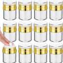 12PCS 1oz Gold Travel Jars for Creams, 30ml Airless Pump Jars Refillable Travel Bottles Empty Makeup Containers for Creams Lotion Moisturizer Toiletries Dispenser
