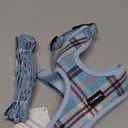 SCENEREAL Puppy Dog Harness with Leash Set for Small Medium Sized Dogs, Soft Mesh Step in Pet Harnesses and Leash, No Chock Plaid Adjustable No Pull Vest for Dogs Cats, Chihuahua,Bulldog (Blue M) (M: Chest Girth: 17"-21")