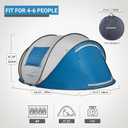 EchoSmile Pop Up Camping Tent, 4 Person Easy Setup Tent, Water Resistant Dome, Portable with Carry Bag, Blue & Gray