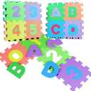 36 Pcs Kids EVA Mini Alphabet and Numbers, 2 in 1 Preschool Educational Learning Toys with Chunky ABC Puzzle Board, Alphabet Puzzle and Number Puzzle for Girls Boys Kindergarten
