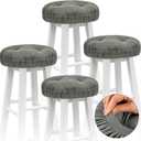 Marsui 4 Pieces Soft Stool Covers Round Bar Stool Cushions with Elastic Band Padded Seat Covers Nonslip Round Seat Cushions for Chairs Slipcovers(12 Inch,Dark Gray)
