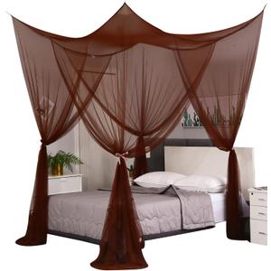 Mengersi Elegant Canopy Bed Curtains for Full Queen King Size Bed,Bed Canopy Mosquito Net Suitable for Indoor Outdoor Net (87x79x98(Suggested for Full to King), Coffee)
