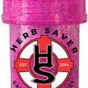 Mini HerbSaver Grinder- Medical Grade Plastic Grinder with Razor Sharp Teeth, Pocket-Sized, Durable & Portable - Ideal for Grinding Herbs and Spices - 1.5"x2.5" (Pink Glitter)