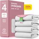 IMPROVIA Washable Underpads, Heavy Absorbency Reusable Incontinence Pads for Kids, Adults, Elderly, and Pets - Waterproof Protection (White & Pink, 18"x24" (Pack of 4))