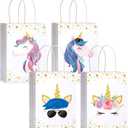 Crtiin 24 Pieces Unicorn Party Favor Bags for Birthday Party Supplies, Unicorn Gift Bag Party Goody Treat Candy Bags for Party Favors Girls Boys Kids Baby Birthday Decorations