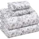 RUVANTI Flannel Sheets Full Size - 100% Cotton Double Brushed Bed Sheets Set, Deep Pockets 16 Inches, All Seasons Breathable & Extra Soft Full Sheets, Warm & Cozy, 4 Piece, Vintage Flora
