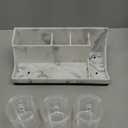 Bathroom Counter Organizer with 3PCS Qtip Holder, Marble Toothbrush Holders for Bathrooms, Bathroom Organizers and Storage with Drain Holes, Electric Toothbrush Holder, Vanity Organizer (Black)