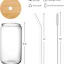 2 Pack Glass Cups with Bamboo Lids and Straws 16 oz, Gifts for Women, Drinking glasses set, Iced Coffee, Tea Cup, Cute Aesthetics Tumbler Cup, Mothers Day, Birthday Gifts for Her Mom