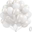 60pcs White Balloons with Clear Pearl White Balloons for Bridal Shower Wedding Bride Bachelorette Engagement Birthday Party Decorations