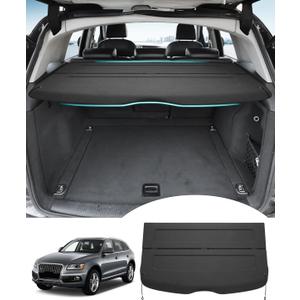 Powerty Cargo Cover for 2009-2015 2016 2017 Audi Q5 Accessories Trunk Cover Retractable Trunk Shielding Shade Cargo Luggage Cover Black (Can Withstand The Load)