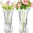 2-Pack Glass Flower Vases, 9.5 Inch Thickened Clear, Phoenix Tail Shape Decorative Modern Plant Vases for Centerpieces, Home Decor, Wedding, Party, Office