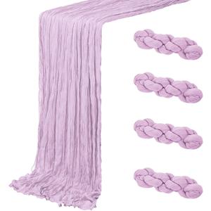 4 Pack Lavender Cheesecloth Table Runner 20 x 120 inch Gauze Table Runners 10 FT Long,Semi Sheer Boho Cheese Cloth Fabric Table Runner Bulk for Wedding,Party,Baby Shower,Bridal Shower Decoration