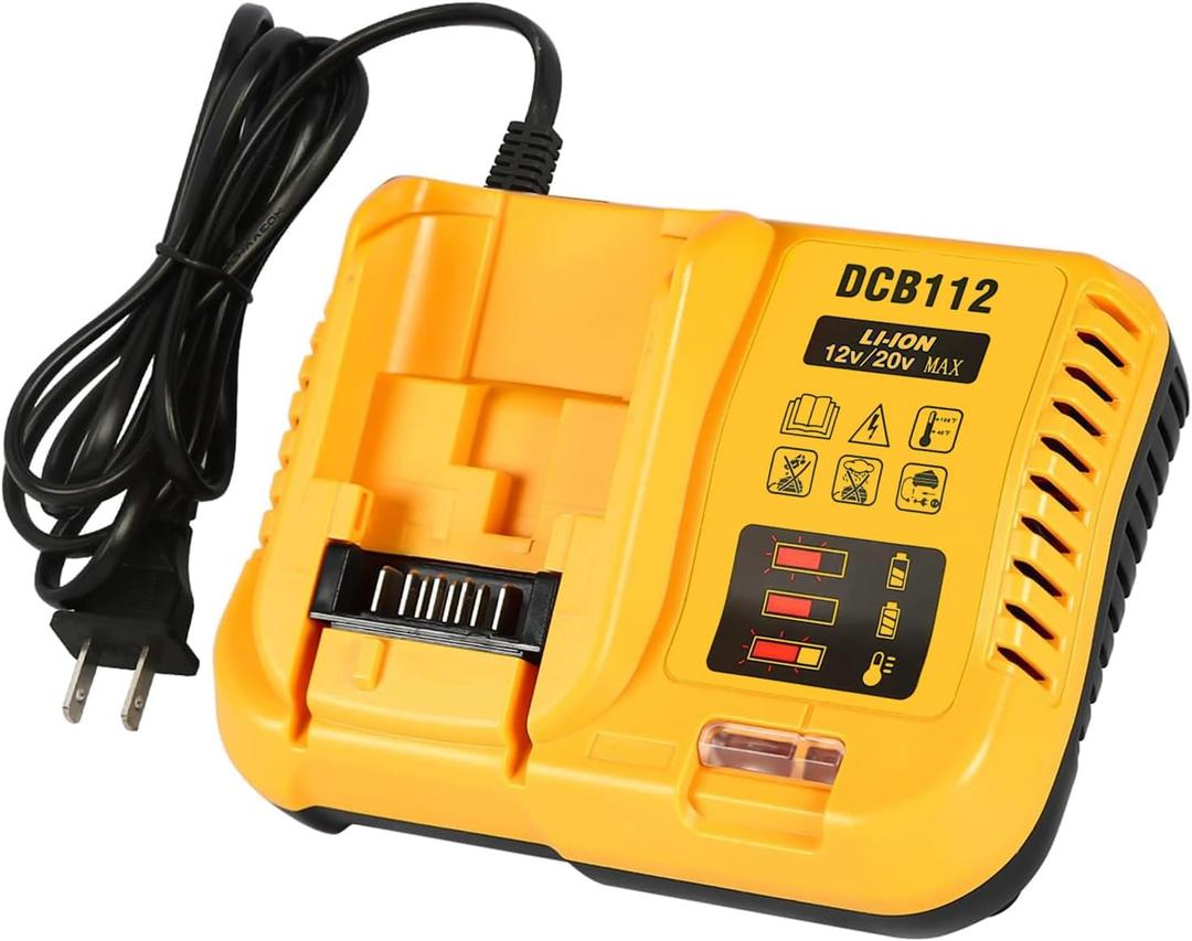 Lenoya DCB112 Charger Repalcement for Dewalt 12v/20v Battery Charger Compatible with Dewalt 12v/20v Max Battery DCB200 DCB203 DCB125 DCB107 Yellow