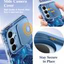 GVIEWIN for Samsung Galaxy S26 Plus Case,[Slide Camera Cover & Built-in Privacy Screen Protector] [Military-Grade Shockproof] Marble Full Body Protection Phone Case for S26+ Plus 6.7",Star Abyss/Blue