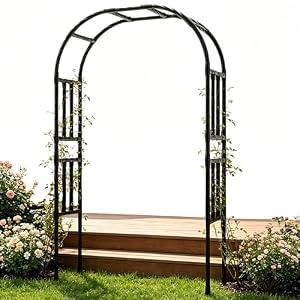 Trellume Thickened Metal Garden Arch-59(L)*94.5"(H), Garden Trellis for Climbing Plants Outdoor, Heavy Duty Rust-Proof Iron Arbor Archway for Backyard, Patio, Lawn and Wedding Decorations(20MM Pipe)